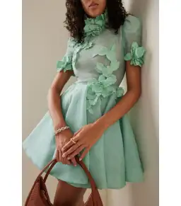 Zimmermann High Tide Lift Off Flower Mini Dress Mint Size 1 / AU 10 for rent on The Volte - image 2