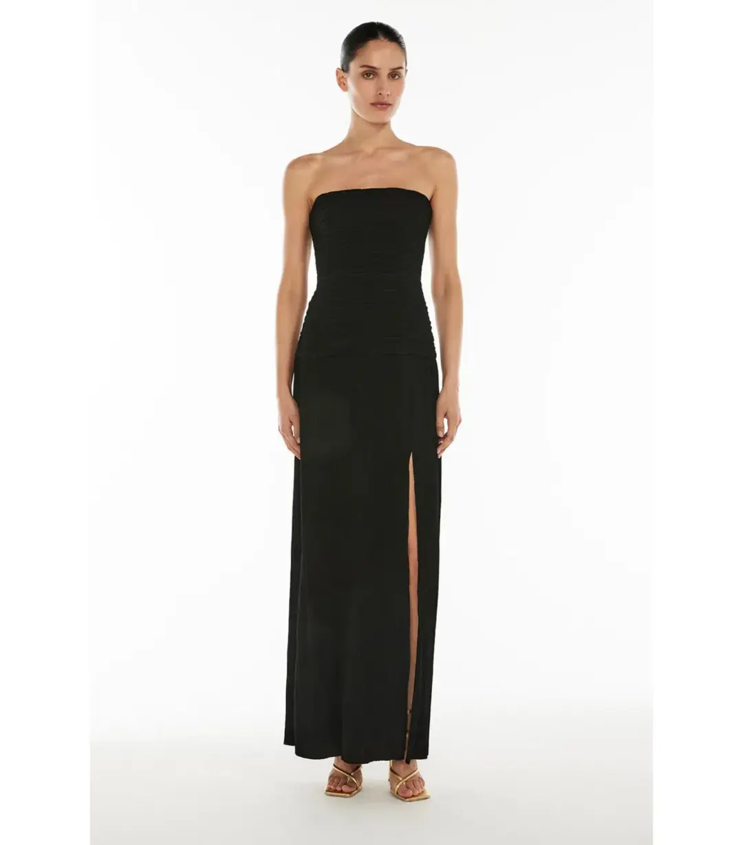 Manning Cartell Double Time Pleat Strapless Dress Black Size AU 8 for rent on The Volte - main image