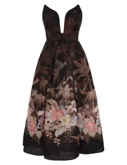 Zimmermann Illuminate Draped Midi Dress Black Tropical Size 3 / AU 14 for rent on The Volte - image 5
