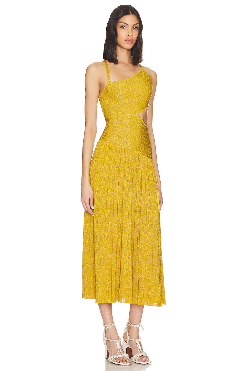 Zimmermann Devi Lurex Midi Dress in Mustard Yellow Size 1 / AU 10 for rent on The Volte - main image