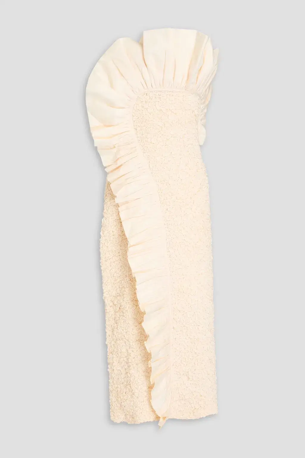Mara Hoffman Kana Strapless Ruffled Cotton Twill and Popcorn Midi Dress Cream Size XS / AU 6 for rent on The Volte - main image