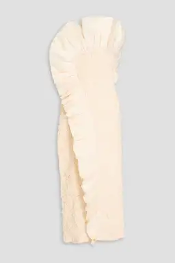 Mara Hoffman Kana Strapless Ruffled Cotton Twill and Popcorn Midi Dress Cream Size XS / AU 6 for rent on The Volte - image 3