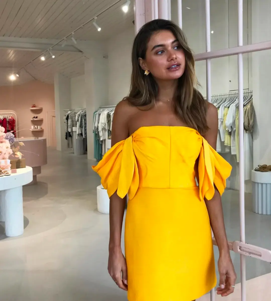 Acler Selkin Mini Dress Yellow Size 10 for rent on The Volte - main image