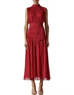 Shona Joy Leonie High Neck Midi Dress Scarlet Red Size 8 for rent on The Volte - image 3