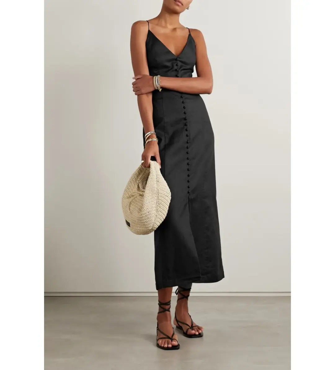Zimmermann Halcyon Linen Midi Dress Black Size 4 / AU 16 for rent on The Volte - main image