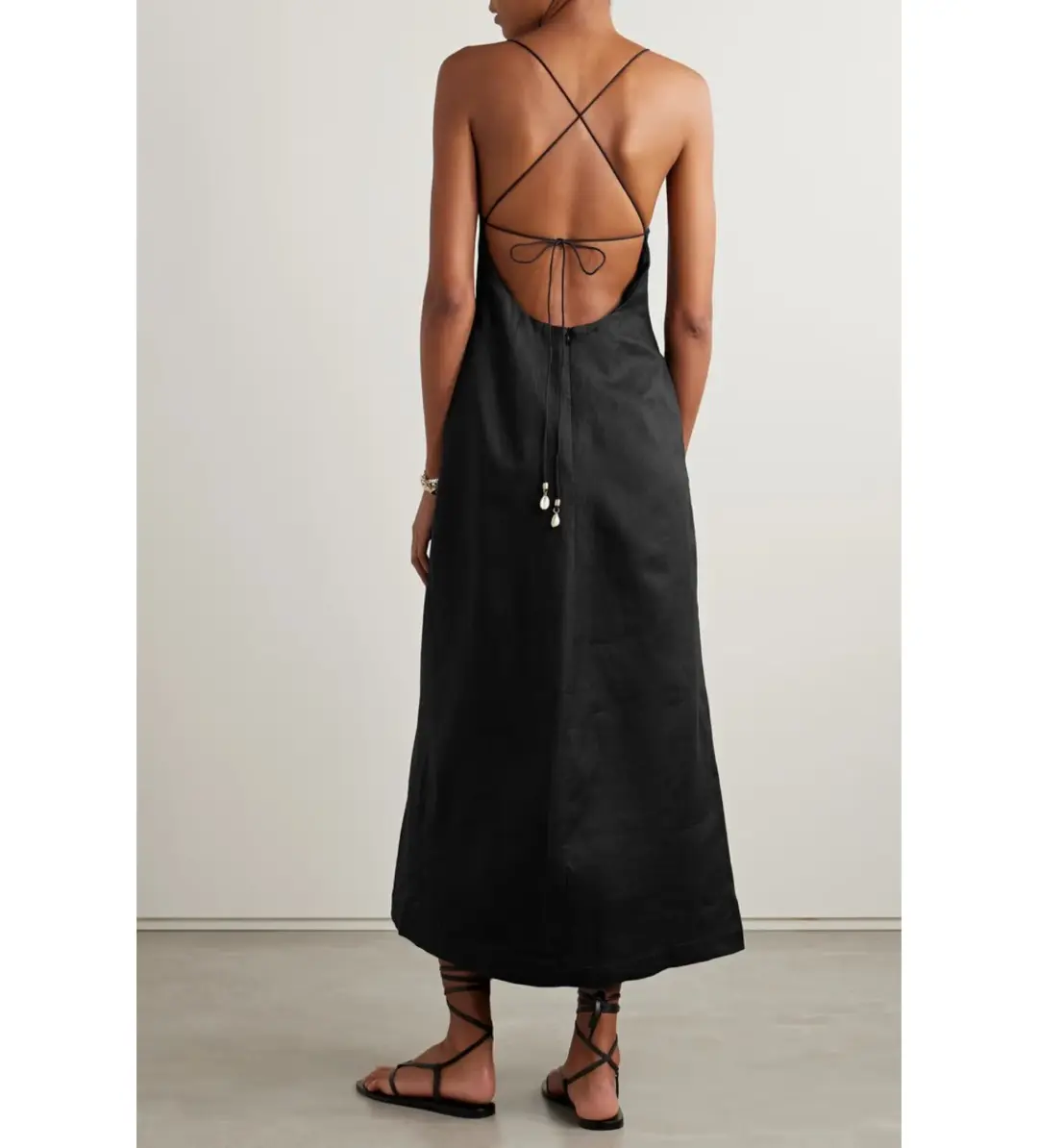 Zimmermann Halcyon Linen Midi Dress Black Size 4 / AU 16 for rent on The Volte - main image