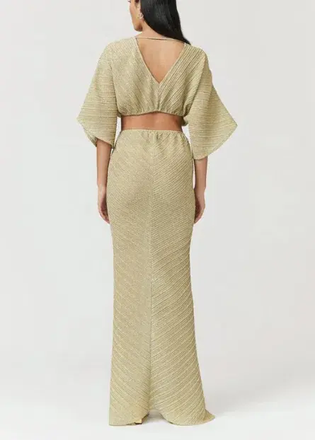 Suboo Stevie Cross-Over Midi Dress Gold Size XS/Au 8 for rent on The Volte - main image