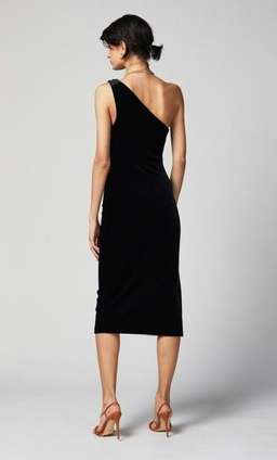 Bec and Bridge Oliviane Velvet Asymmetrical Midi Black Size 10 for rent on The Volte - image 2