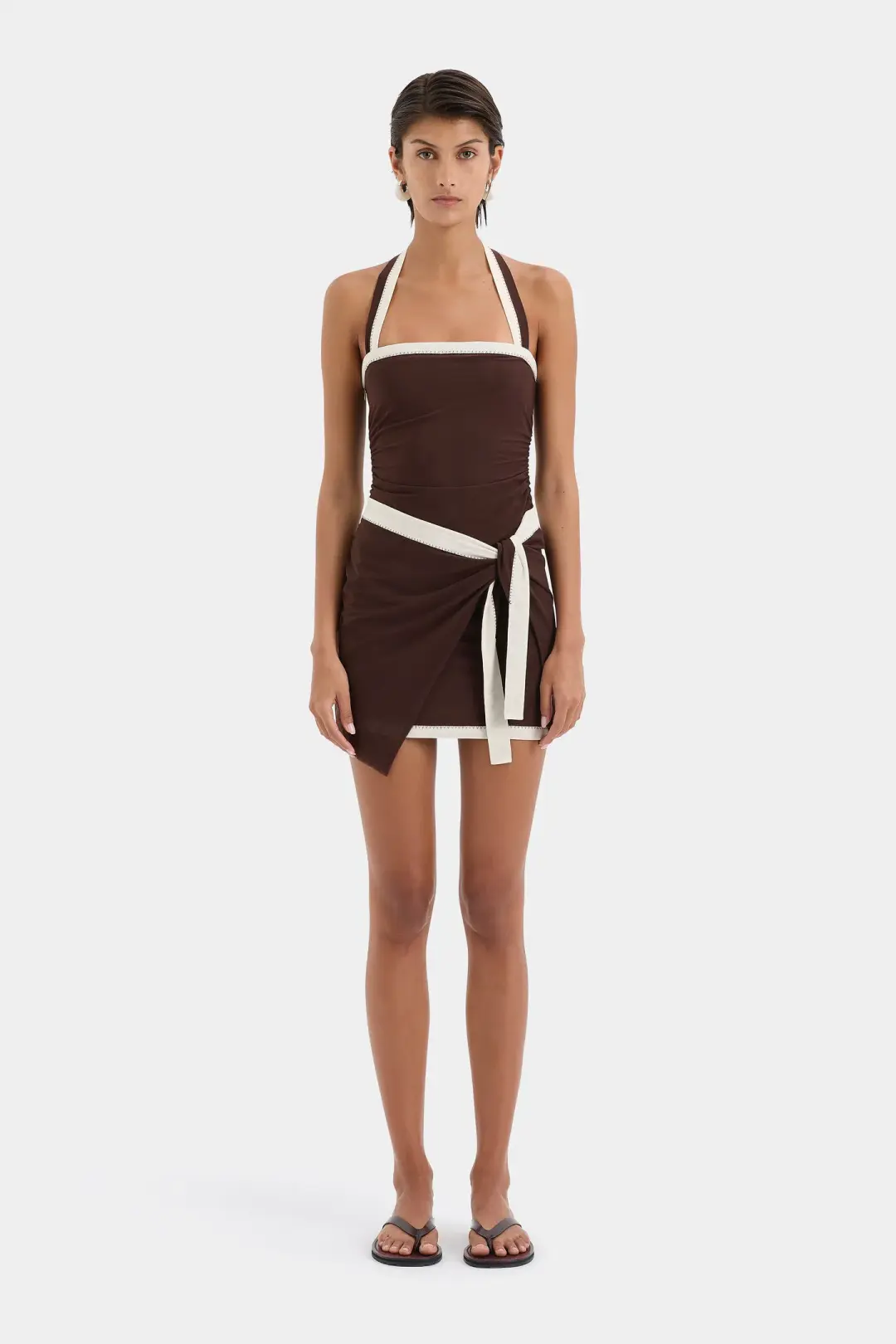 Sir The Label The Jacques Mini Dress in Chocolate Size 1/Au 6 for rent on The Volte - main image