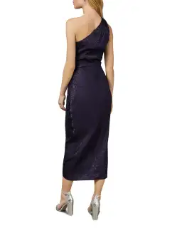 Ted Baker Zoeii Leopard Jacquard Asymmetric One Shoulder Dress Navy Size 5 / AU 16 for rent on The Volte - image 3