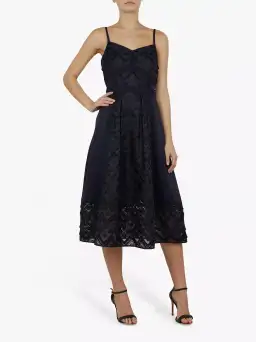 Ted Baker Leeeo Embroidered Lace Midi Dress Navy Size 5 / AU 16 for rent on The Volte - image 1