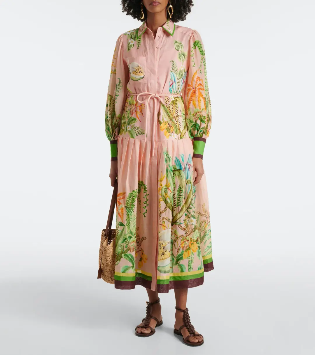 Alemais Papaya Shirt Dress Pink Print Size 10 for rent on The Volte - main image