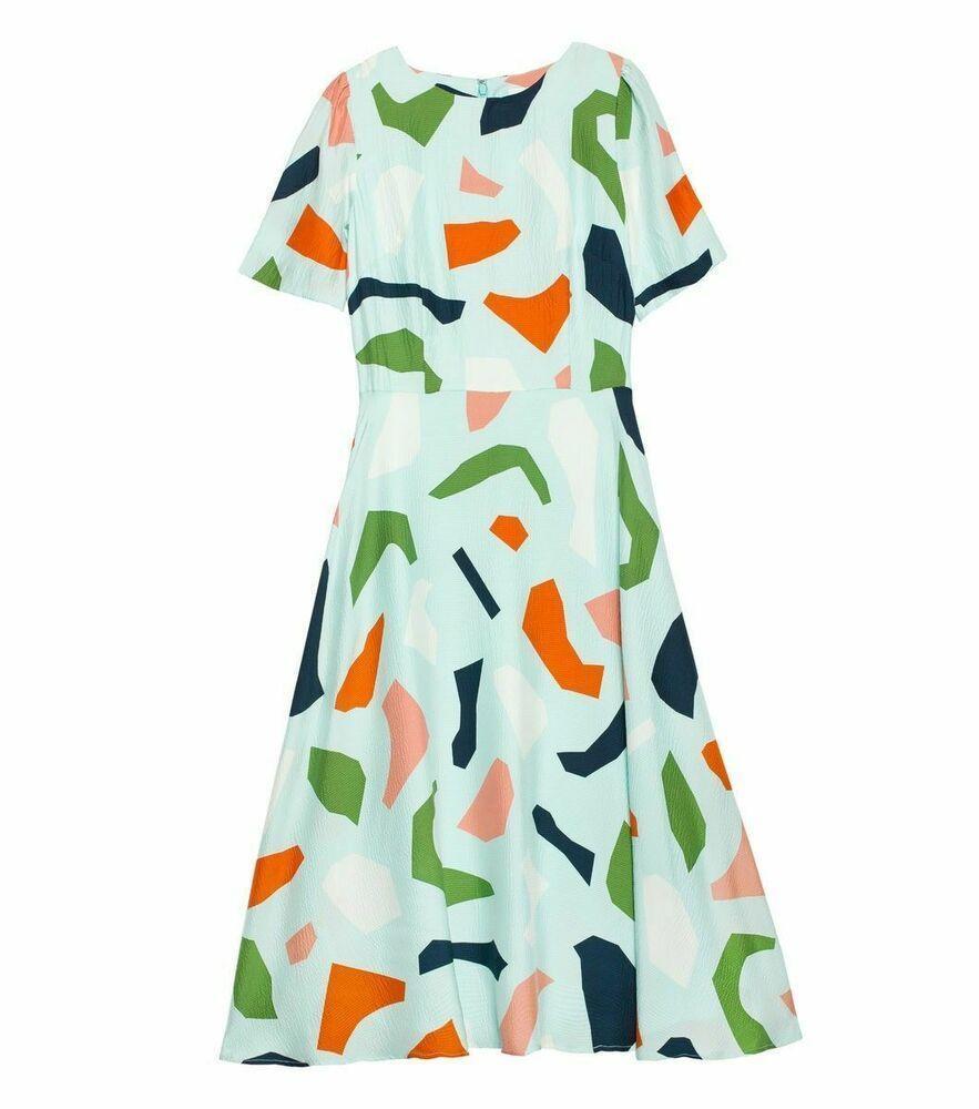 Gorman Jigsaw Silk Dress Mint in Size 8 for rent on The Volte - main image