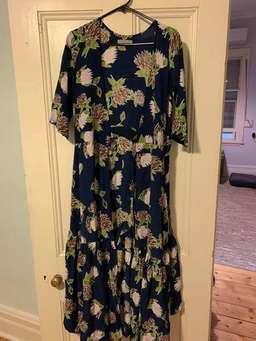 Leonard St Maxi Wrap Dress in Beetle & Protea Print Size 8 for rent on The Volte - image 3