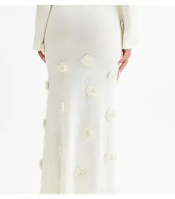 Meshki Kiki Off Shoulder Knit Rose Maxi Dress Ivory Size M / AU 10 for rent on The Volte - image 5