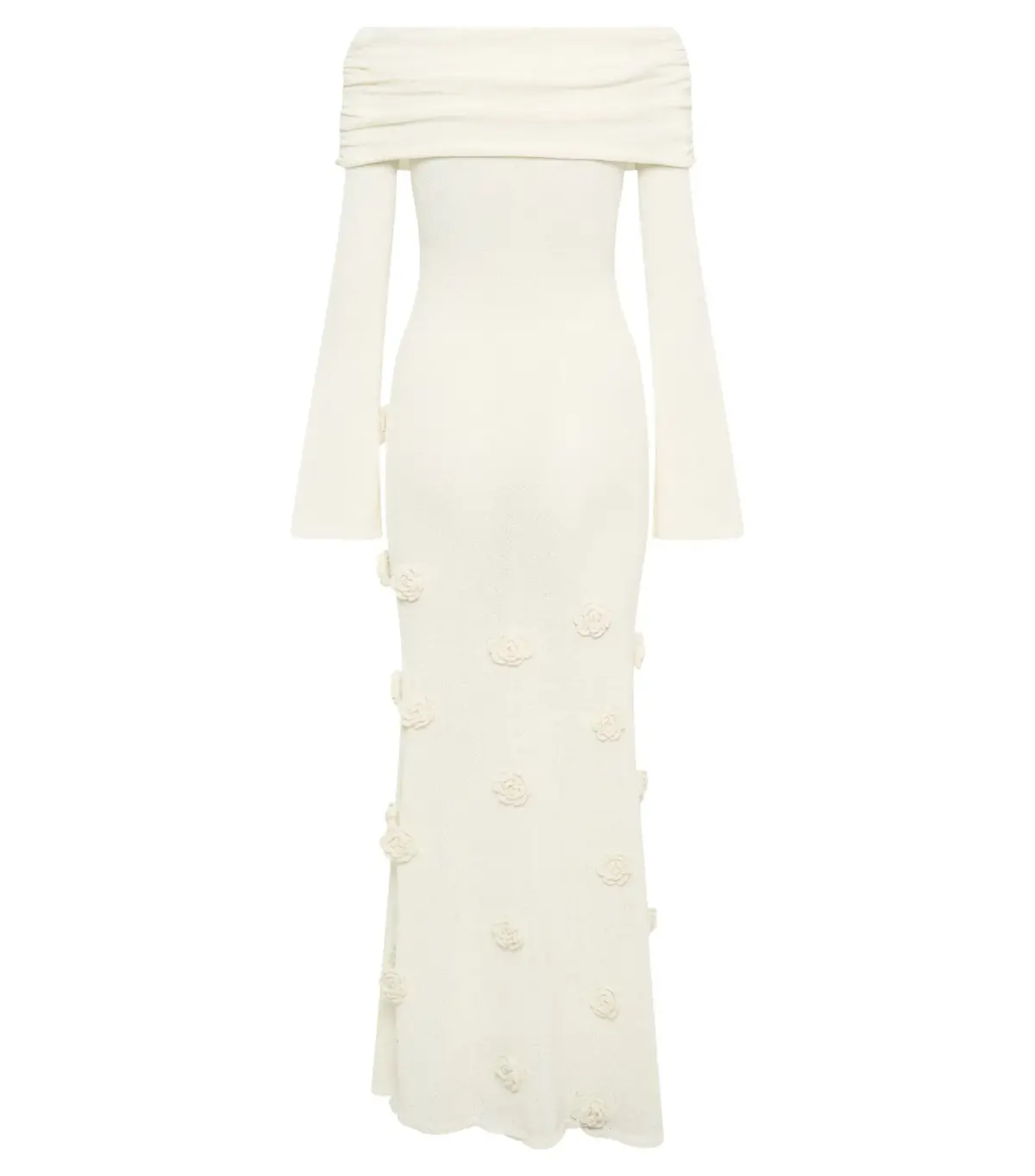 Meshki Kiki Off Shoulder Knit Rose Maxi Dress Ivory Size M / AU 10 - Image 6