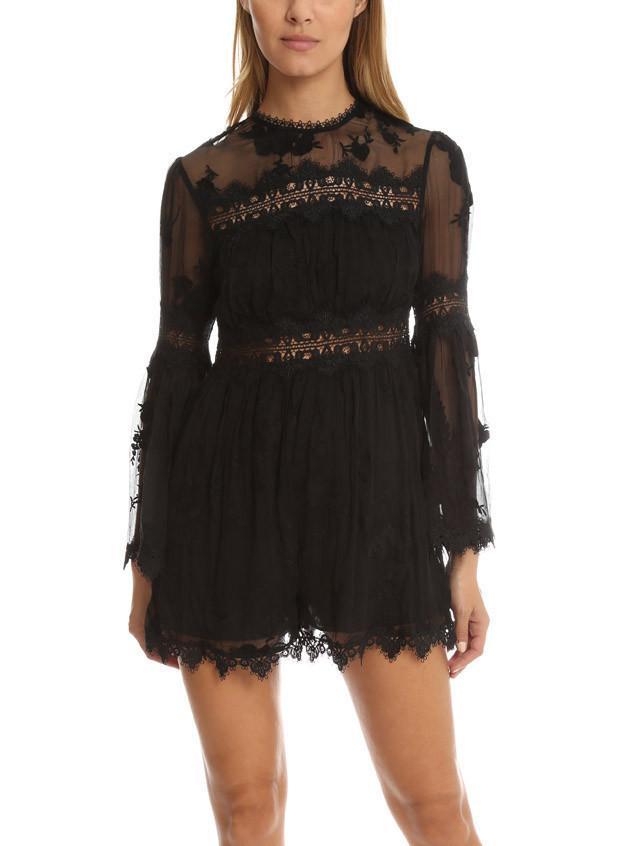 Zimmermann Tropicale Antique Playsuit Black Noir Size 8 for rent on The Volte - main image