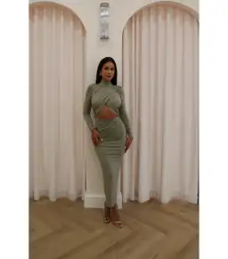 Misha Emmeline Midi Dress Sage Size 6/XS for rent on The Volte - image 3