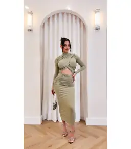 Misha Emmeline Midi Dress Sage Size 6/XS for rent on The Volte - image 1