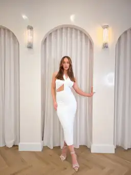 Misha Slinky Jersey Midi Dress Ivory Size 8/S for rent on The Volte - image 1