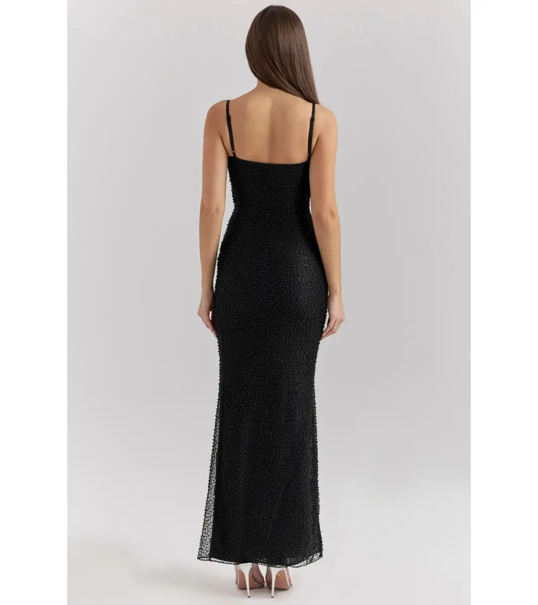 House Of CB Calla Pearl Embellished Maxi Dress Black Size M / AU 10 for rent on The Volte - main image