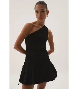 Aje Airlie One Shoulder Mini Dress Black Size AU 8 for rent on The Volte - image 2