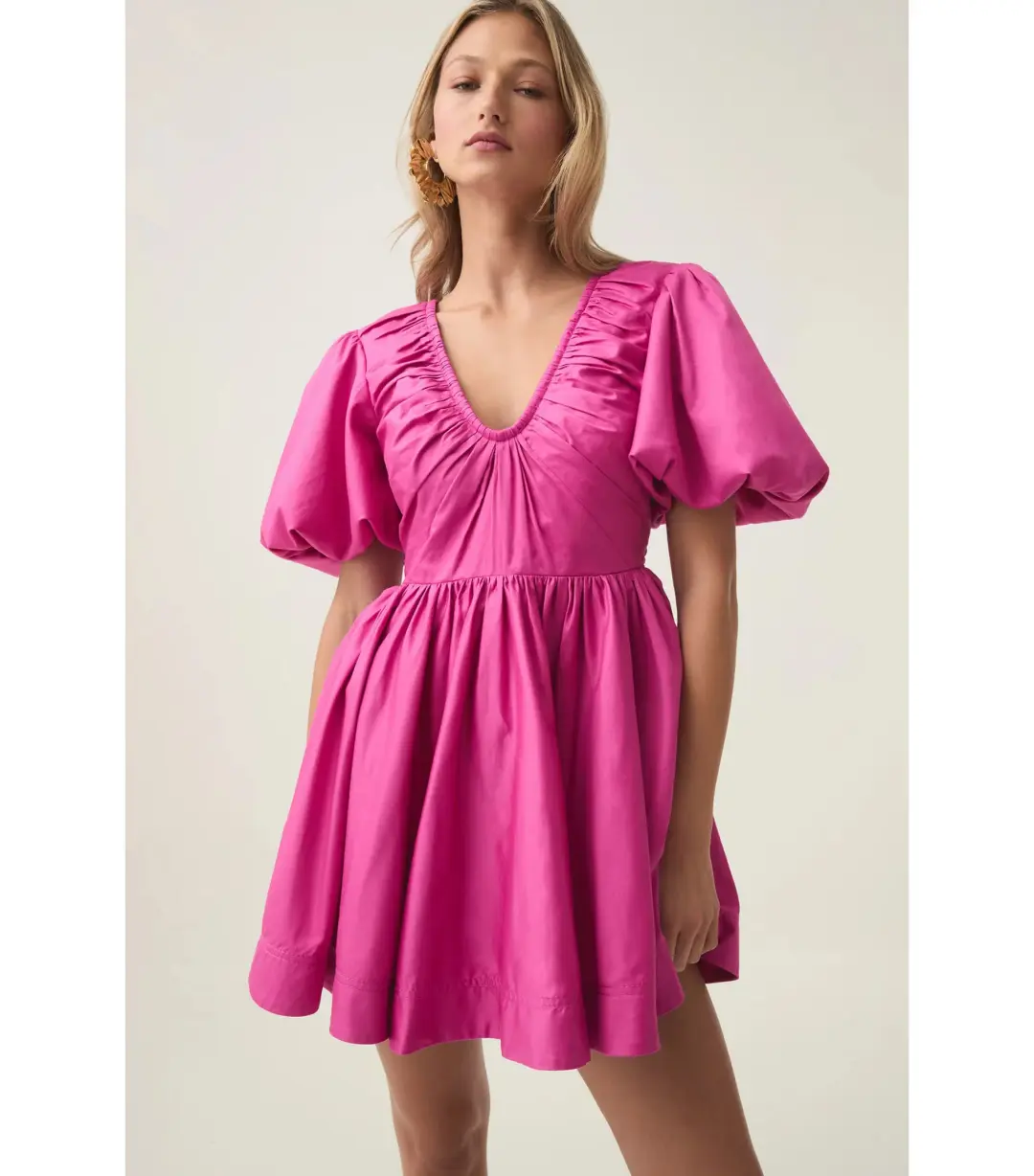 Aje Cresting Mini Dress Fuchsia Rose Size AU 12 for rent on The Volte - main image