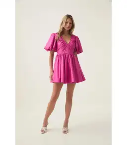 Aje Cresting Mini Dress Fuchsia Rose Size AU 12 for rent on The Volte - image 1