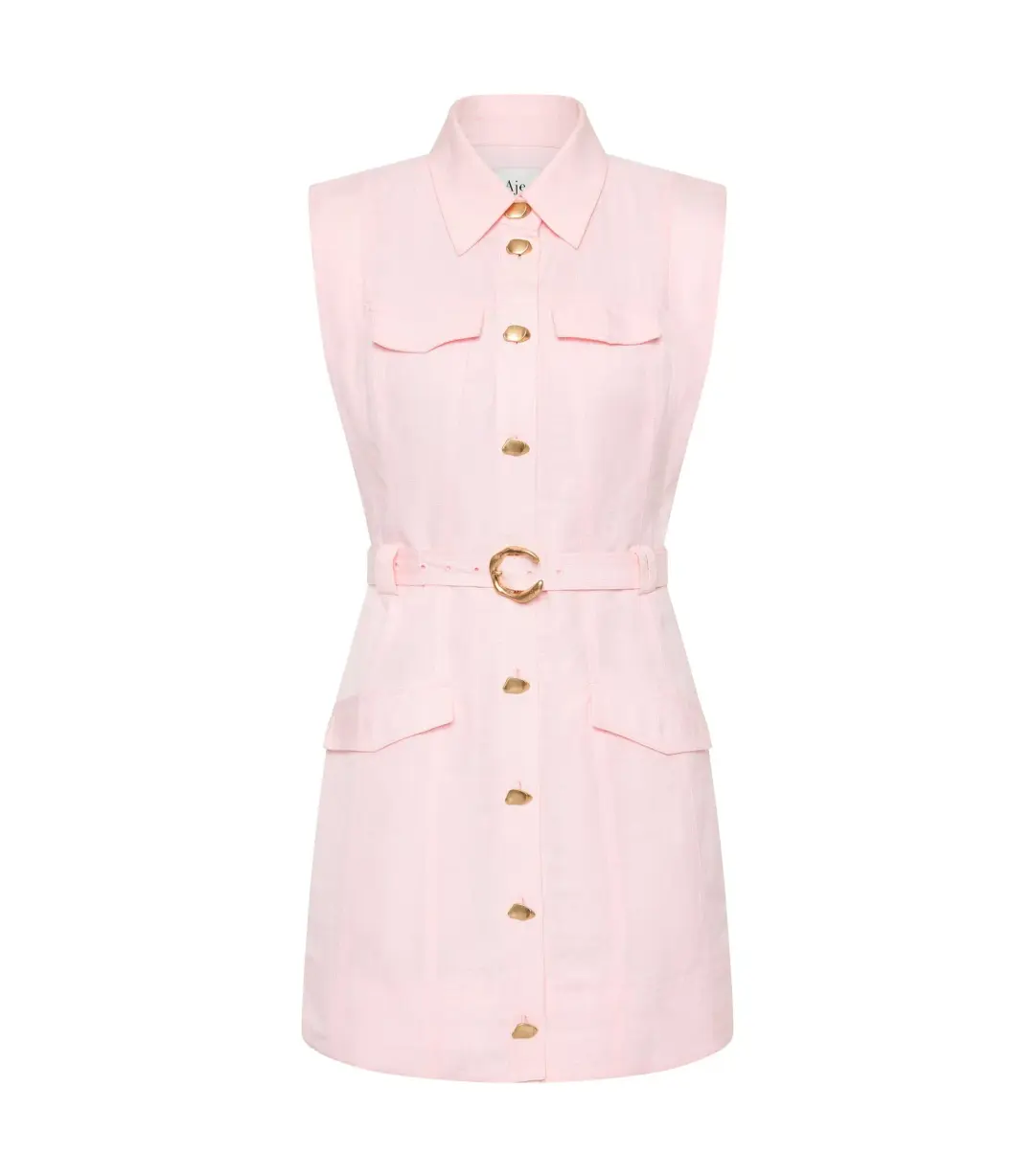 Aje Dulcet Logo Mini Dress Pastel Pink Size AU 12 for rent on The Volte - main image