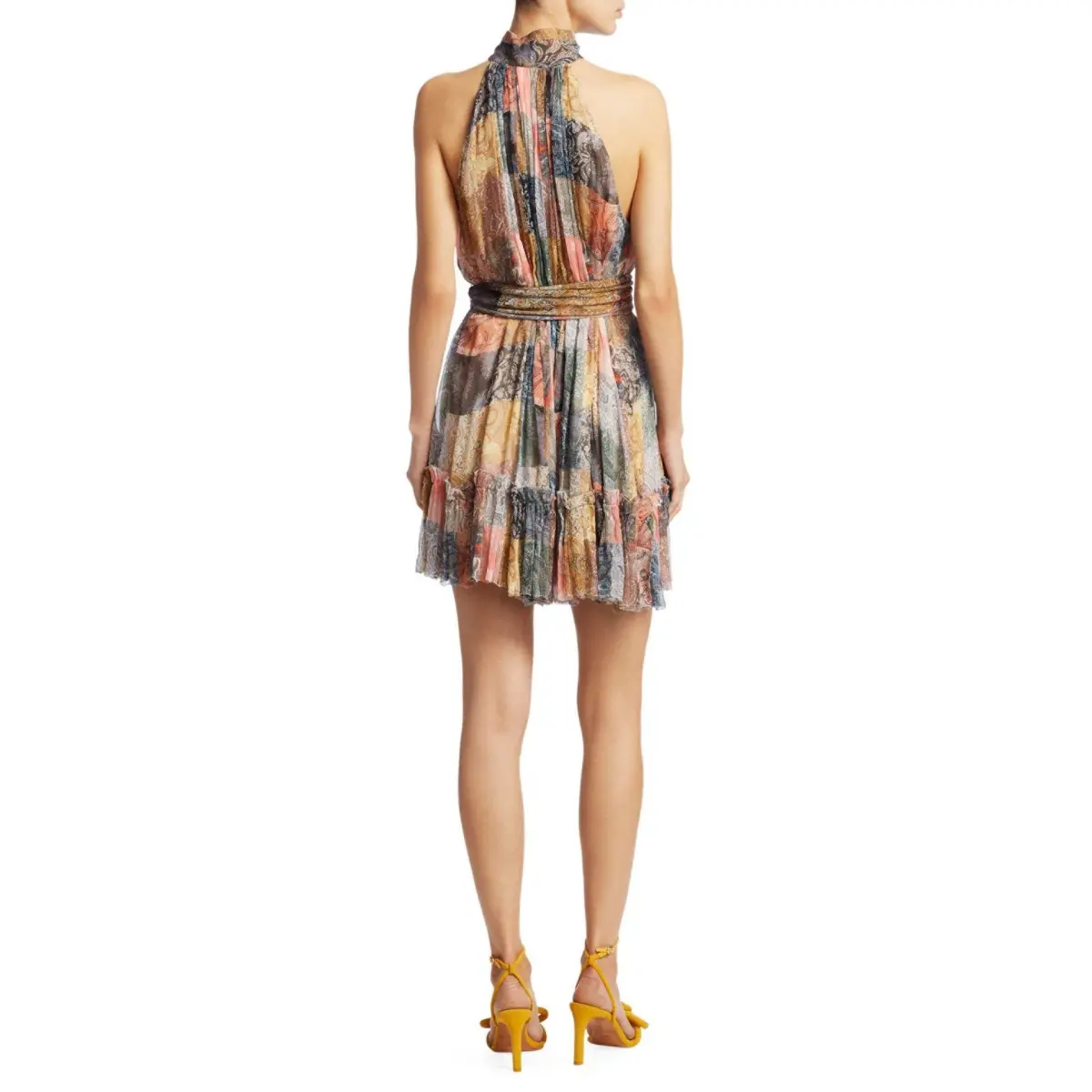 Zimmermann Ninety Six Smock Short Dress Patchwork Paisley Print Size 0 / AU 8 - Image 2