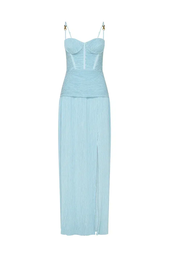 Manning Cartell Double Time Pleat Dress Aqua Spritz Size 10 for rent on The Volte - main image