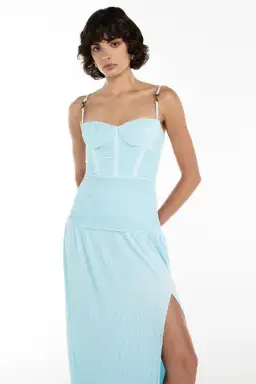Manning Cartell Double Time Pleat Dress Aqua Spritz Size 10 for rent on The Volte - image 4