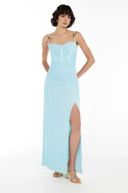 Manning Cartell Double Time Pleat Dress Aqua Spritz Size 10 for rent on The Volte - image 1