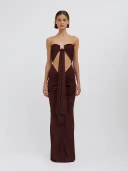 Christopher Esber Bezel Quartz Disconnect Dress Mahogany Size S/Au 8 for rent on The Volte - image 1