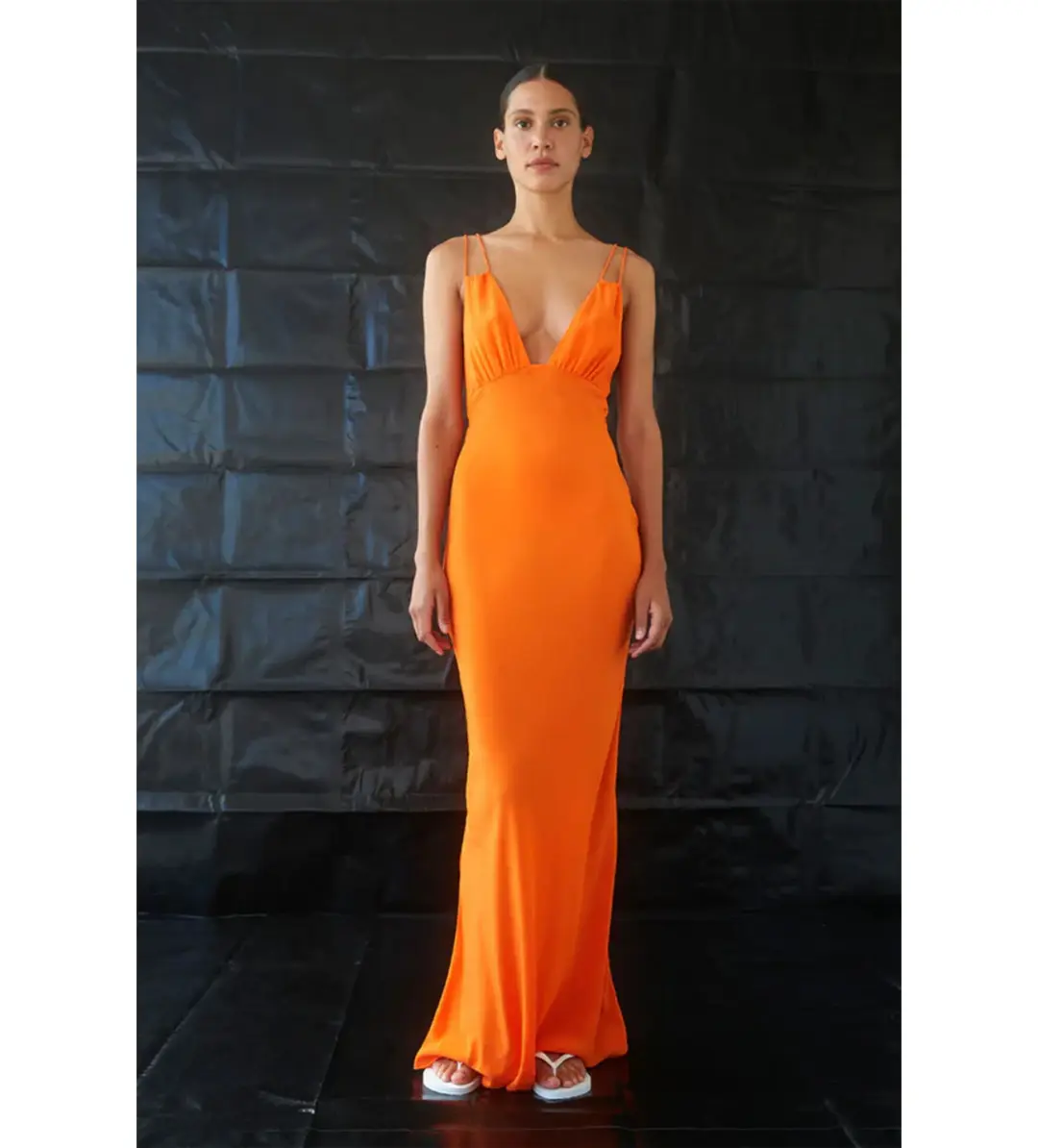 Paris Georgia Bernie Slip Dress Vivid Orange Size S/Au 8 for rent on The Volte - main image