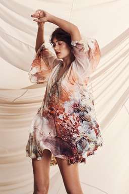 Camilla Layered Frill Short Dress Coastal Treasure