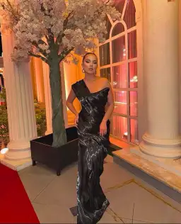 Diba Celina Draped Gown Black Size 8