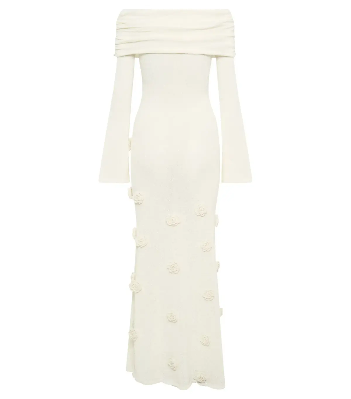 Meshki Kiki Off Shoulder Knit Rose Maxi Dress Ivory Size L / AU 12 - Image 6