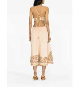 Zimmerman Devi Halter Tie Midi Dress Orange Print Size AU 10 for rent on The Volte - image 3