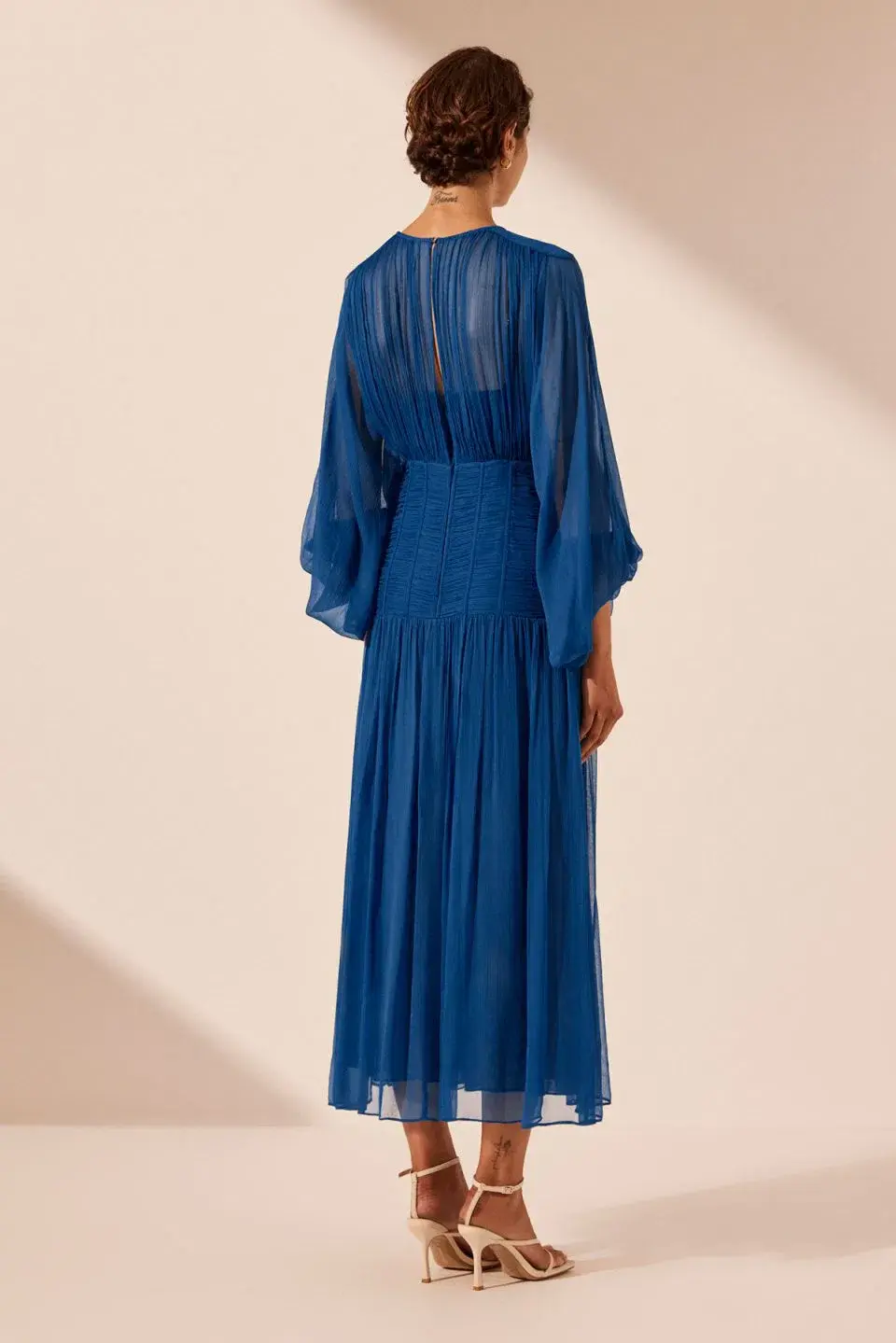 Shona Joy Dress Maya Ruched Panelled Midi Size 14 for rent on The Volte - main image
