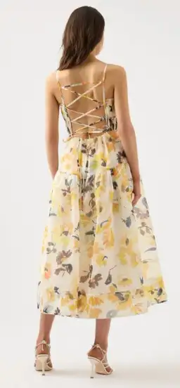 Aje Botanica Floral Cross Back Midi Dress Yellow Size 8 for rent on The Volte - image 2