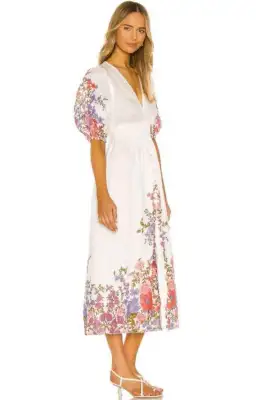 Zimmermann Poppy Shirred Waist Midi Dress White Size 12 for rent on The Volte - image 4