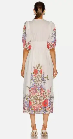 Zimmermann Poppy Shirred Waist Midi Dress White Size 12 for rent on The Volte - image 3