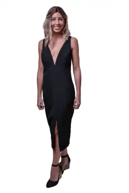 Bardot Bodycon Midi Dress Black Size 12