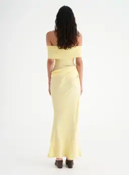 Benni Nico Off Shoulder Maxi Dress in Butter Size AU 8 for rent on The Volte - image 3