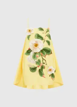 Leo Lin Felicia Appliqué Floral Mini Dress - Sorbet Yellow Size 10 for rent on The Volte - image 1