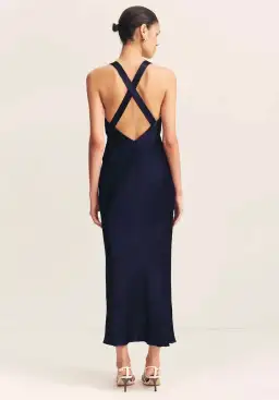 Shona Joy Camille Lace Cross Back Midi Dress Navy Size 8 for rent on The Volte - image 4