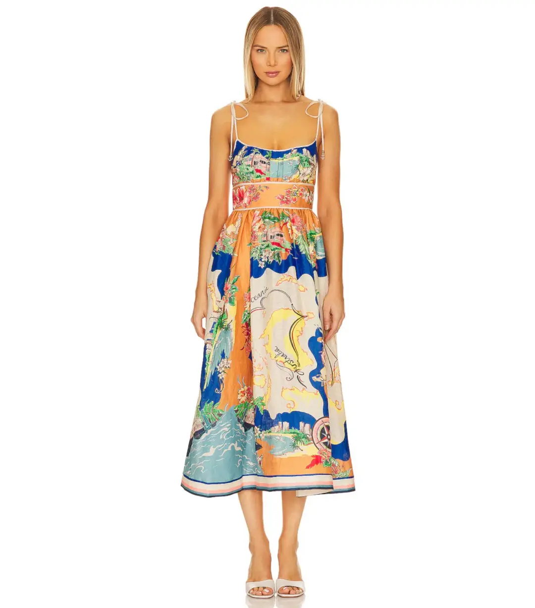 Zimmermann Alight Picnic Dress in Nautical Map Size 4 / AU 16 for rent on The Volte - main image