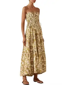 Shona Joy Saffron Shirred Tiered Midi Dress Floral Print Size AU 14 for rent on The Volte - image 1