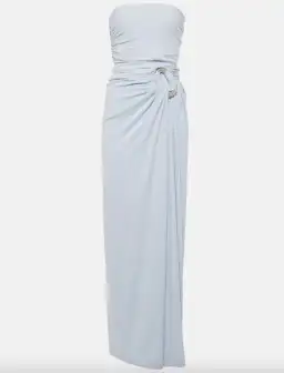 Simkhai Emma Draped Jersey Bustier Gown Blue Size Au 8